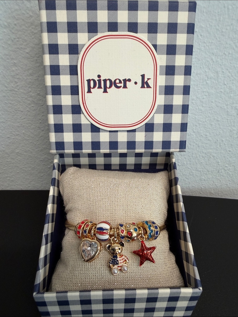 Piper K | Americana Festive Teddy Bear Charm Bracelet 🧸⭐️🇺🇸